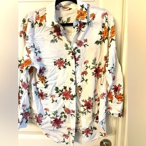 Mango Button Down Floral Top